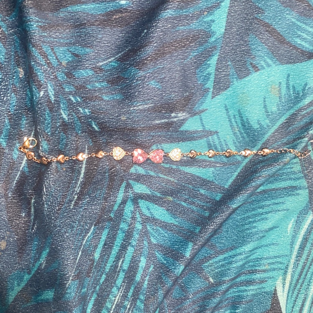 Gold Bracelet with Pink and Clear Accents